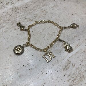 Diamond International Gold Tone Charm Bracelet With 5 Charms